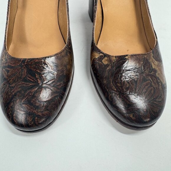 Patricia Nash Pumps Size 8 Anita Block Heel Floral Tooled Leather - Picture 3 of 12